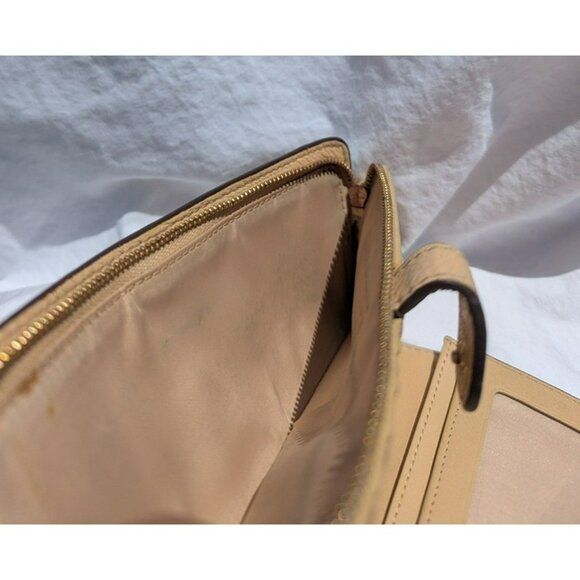 Coach Bifold Pebbled Leather Long Slim Wallet Clutch Beige - Picture 8 of 12